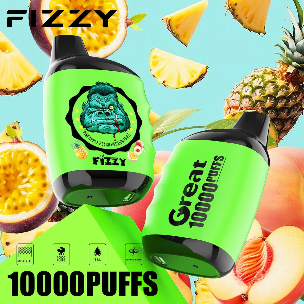FIZZY Great – Compact 10K Puffs Disposable Vape | Mesh Coil & 18ML E-Liquid