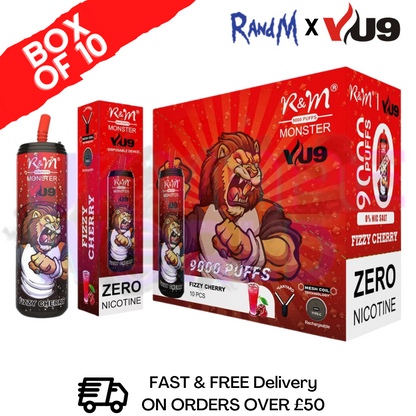 Fizzy Cherry 9K Monster 9000 Puff 0MG NIC PACK OF 10 BAR