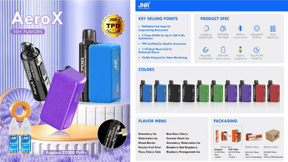 JNR Aero X 32000 Puffs Pod – Vapes Europe 10 Flavors