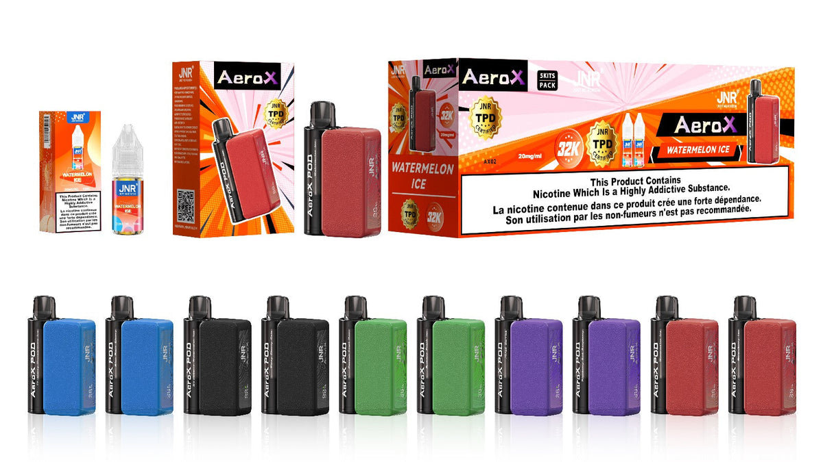 JNR Aero X 32000 puffs bar 20mg nicotine (Box of 10) 10 Flavors