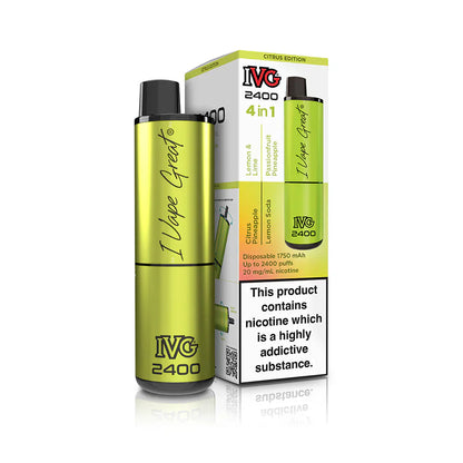 IVG 2400  MULTI FLAVOUR EDITION Disposable Vape lodging 4 x 2ml units 20 mg TPD