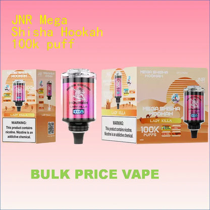 JNR Mega Shisha Hookah 100k puff Discount Price Best Sale-2200mAh Battery, 60ml E-liquid, Multiple Nicotine 12 Flavors