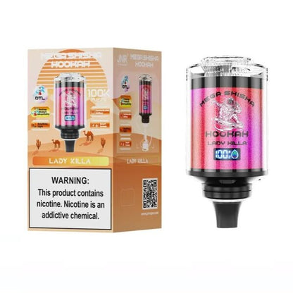 JNR Mega Shisha Hookah 100000 Puffs Disposable Vape Pen E Cigarette Prefilled 60ml 2200mAh