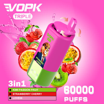 Vopk Triple 60000 60k Puffs 3 in 1 Flavors Disposable Vape with Smart Screen