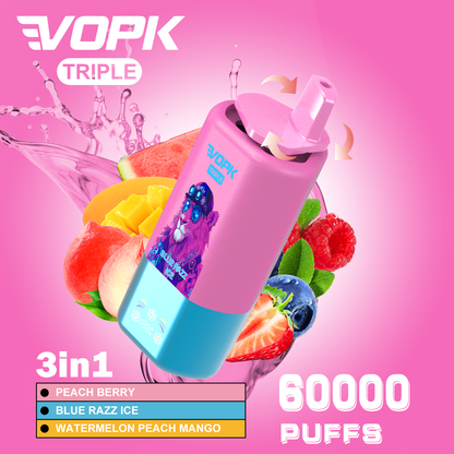 Vopk Triple 60000 60k Puffs 3 in 1 Flavors Disposable Vape with Smart Screen