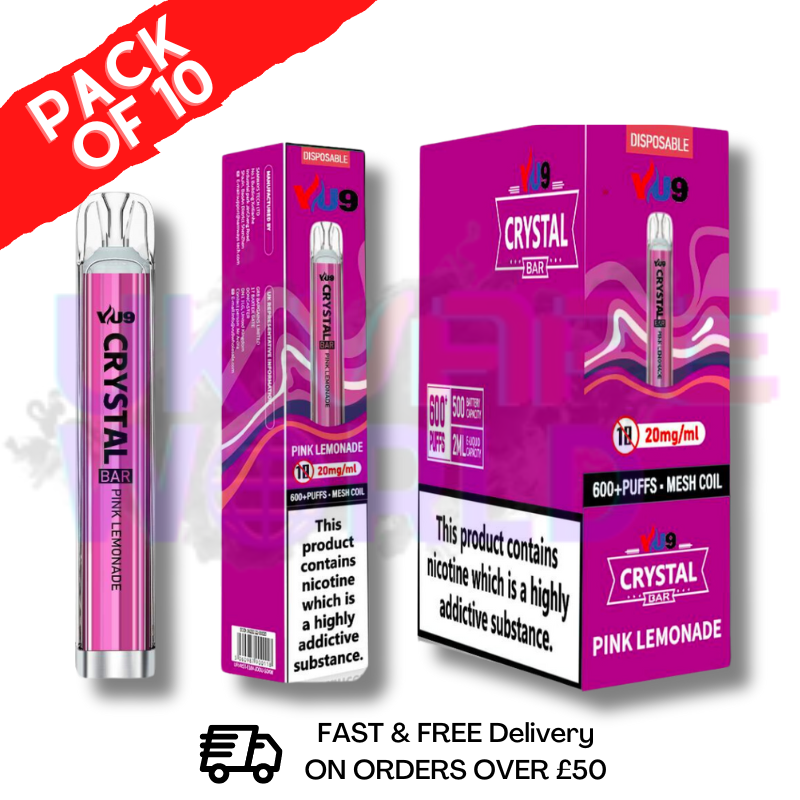Pink Lemonade - Crystal Bar Puffs 600 VU9 Box Of 10