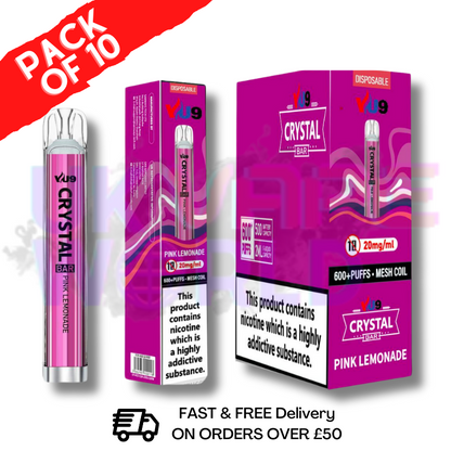 Pink Lemonade - Crystal Bar Puffs 600 VU9 Box Of 10