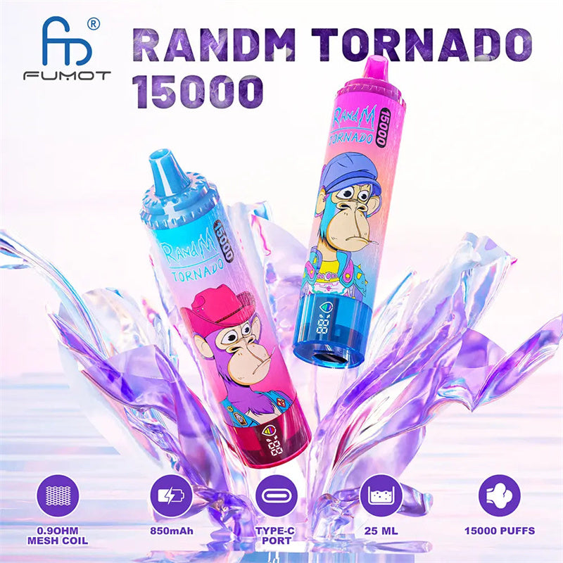 Fumot 15000 Puffs Disposable Vape Original Randm Tornado 15k Puff 15k Vaper With Digital Screen