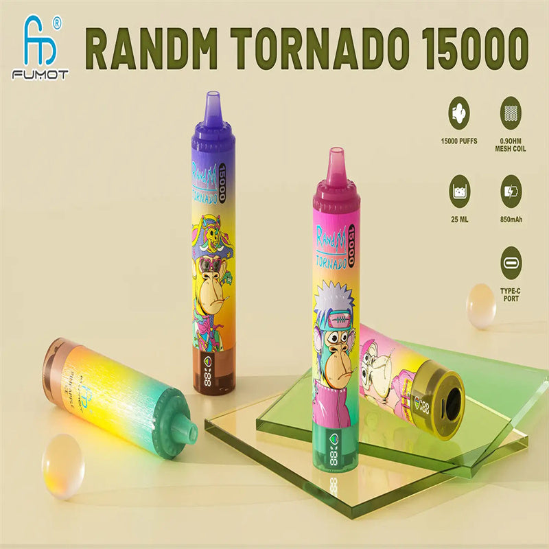 Fumot 15000 Puffs Disposable Vape Original Randm Tornado 15k Puff 15k Vaper With Digital Screen