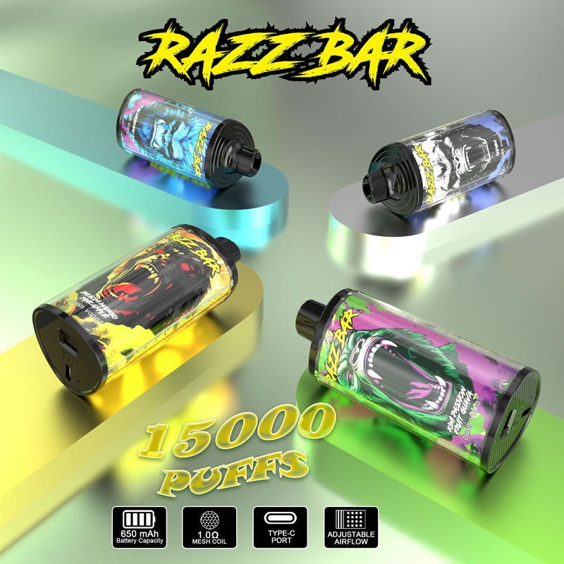 15000 Puffs Disposable Vape - 2%/5% Nicotine, 12 Flavors, Mesh Coil