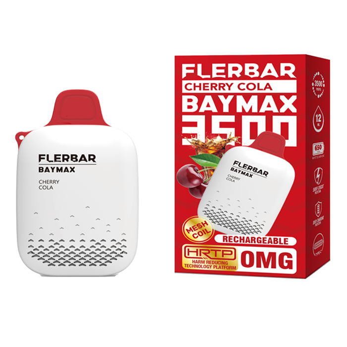 Pack of 5 FLERBAR BAYMAX 3500 DISPOSABLE POD DEVICE 0MG nic with Best New flavours