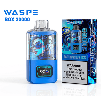 WASPE 20000 20K Puffs 0% 2% 3% 5% Nicotine LCD Display Rechargeable Disposable Vape
