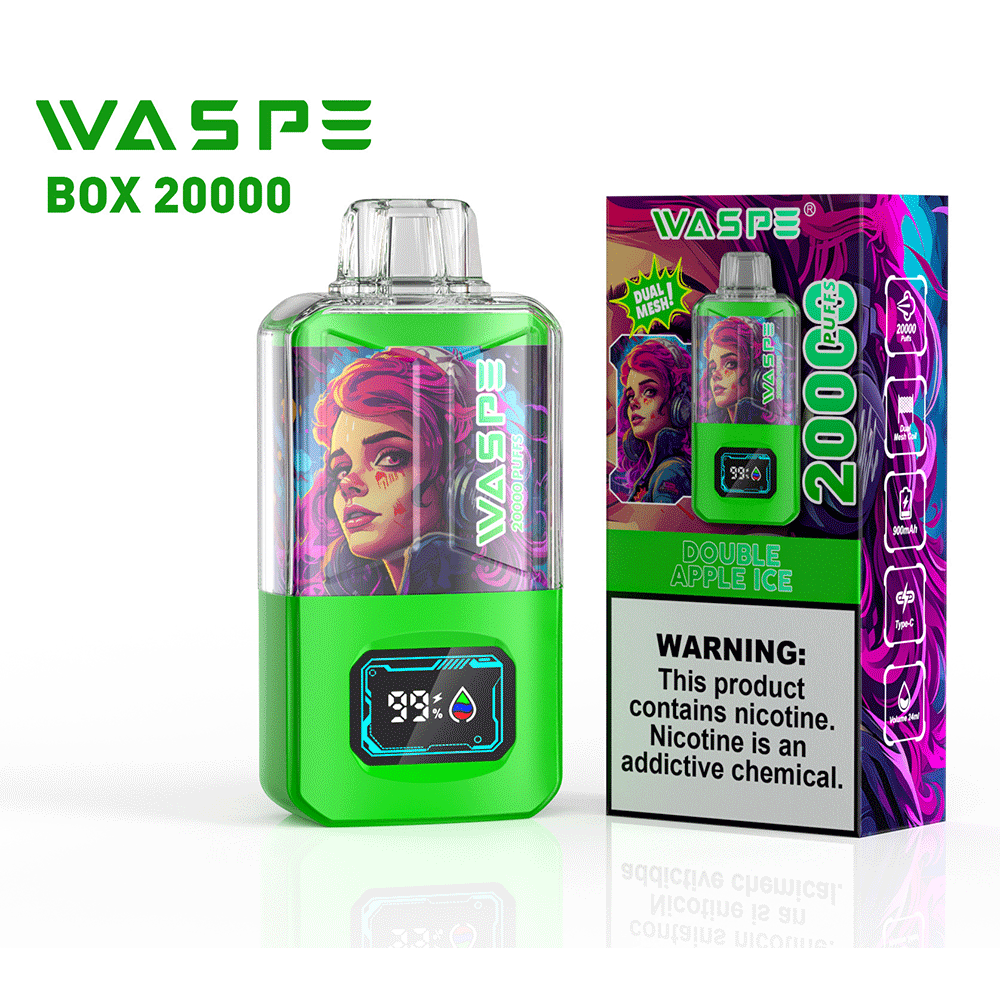 WASPE 20000 20K Puffs 0% 2% 3% 5% Nicotine LCD Display Rechargeable Disposable Vape