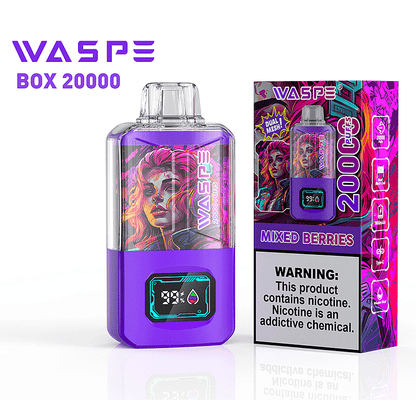 WASPE 20000 20K Puffs 0% 2% 3% 5% Nicotine LCD Display Rechargeable Disposable Vape