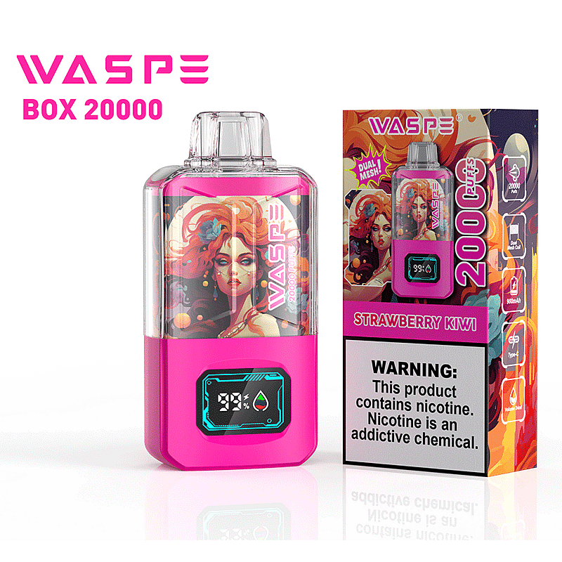 WASPE 20000 20K Puffs 0% 2% 3% 5% Nicotine LCD Display Rechargeable Disposable Vape
