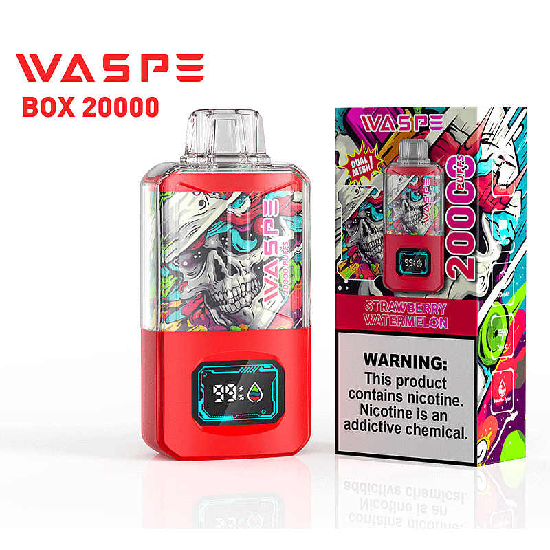 WASPE 20000 20K Puffs 0% 2% 3% 5% Nicotine LCD Display Rechargeable Disposable Vape