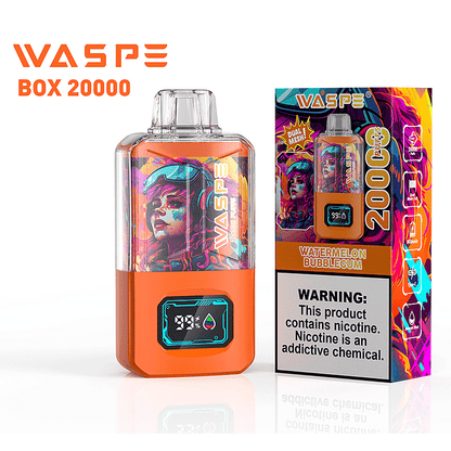 WASPE 20000 20K Puffs 0% 2% 3% 5% Nicotine LCD Display Rechargeable Disposable Vape