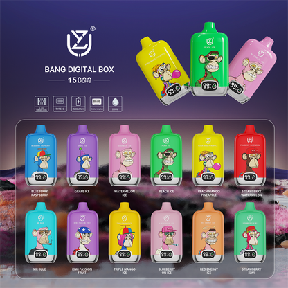 UZY Bang Digital 15000 Puffs Vape 15K Disposable Vape Pen E Cigarette Prefilled 20ml 850mAhDisposable Vape 12 Flavors