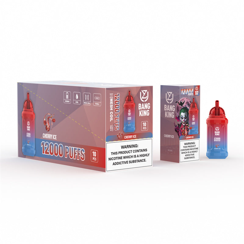 Uzy Bang King 12000 Puffs Disposable Vape E Cigarette  0% 2% 3% 5%-650mAh Battery, 23ml E-liquid, Multiple Nicotine 15 Flavors