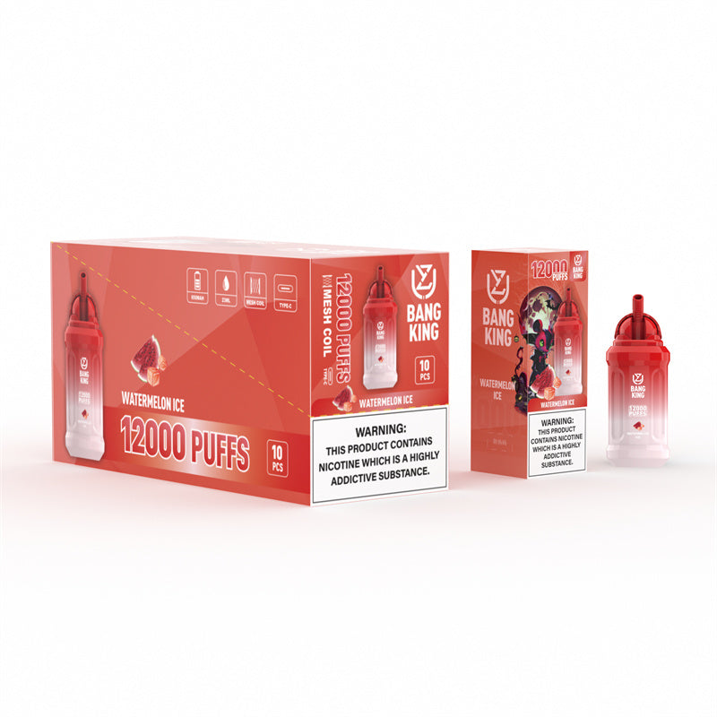 Uzy Bang King 12000 Puffs Vape Pen Puff 12k Disposable Desechable E Cigarette Vapers 0% 2% 3% 5% Vape-650mAh Battery, 23ml E-liquid, Multiple Nicotine 14 Flavors
