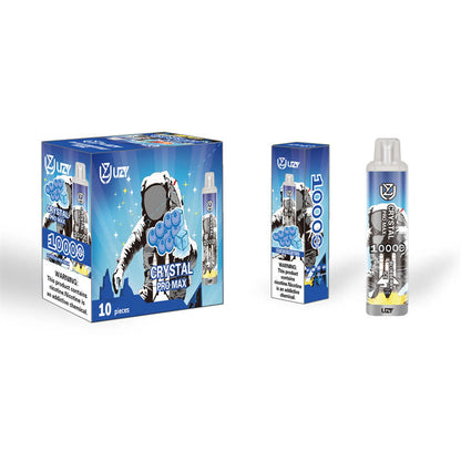 Super Quality Uzy Crystal 10K Puff Disposable PRO Vape Max 12 Flavors 650 mAh Tpye C Rechargeable
