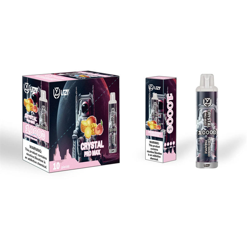 Super Quality Uzy Crystal 10K Puff Disposable PRO Vape Max 12 Flavors 650 mAh Tpye C Rechargeable