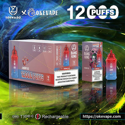 UZY Bang King 12000 Puffs 0% 2% 3% 5% Nicotine  Disposable Pod -650mAh Battery, 23ml E-liquid, Multiple Nicotine 12 Flavors