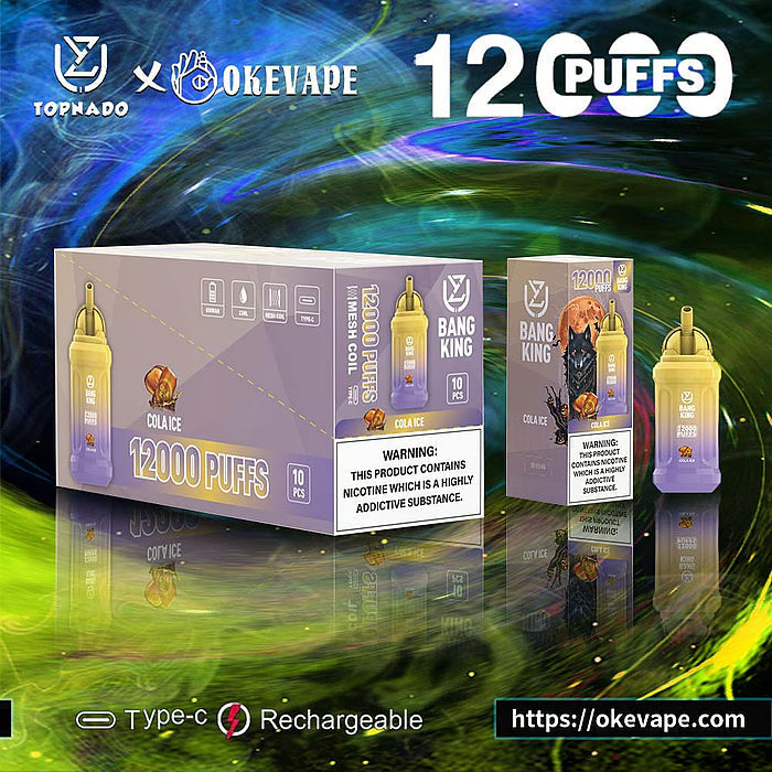 UZY Bang King 12000 Puffs 0% 2% 3% 5% Nicotine  Disposable Pod -650mAh Battery, 23ml E-liquid, Multiple Nicotine 12 Flavors