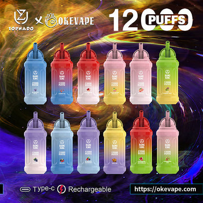 UZY Bang King 12000 Puffs 0% 2% 3% 5% Nicotine  Disposable Pod -650mAh Battery, 23ml E-liquid, Multiple Nicotine 12 Flavors