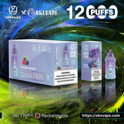 UZY Bang King 12000 Puffs 0% 2% 3% 5% Nicotine  Disposable Pod -650mAh Battery, 23ml E-liquid, Multiple Nicotine 12 Flavors