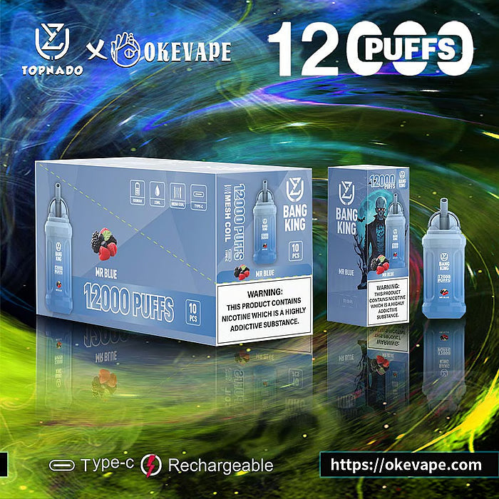 UZY Bang King 12000 Puffs 0% 2% 3% 5% Nicotine  Disposable Pod -650mAh Battery, 23ml E-liquid, Multiple Nicotine 12 Flavors