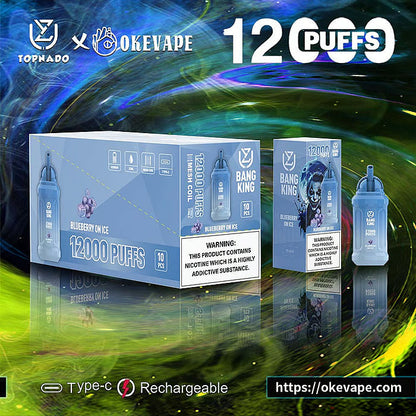 UZY Bang King 12000 Puffs 0% 2% 3% 5% Nicotine  Disposable Pod -650mAh Battery, 23ml E-liquid, Multiple Nicotine 12 Flavors