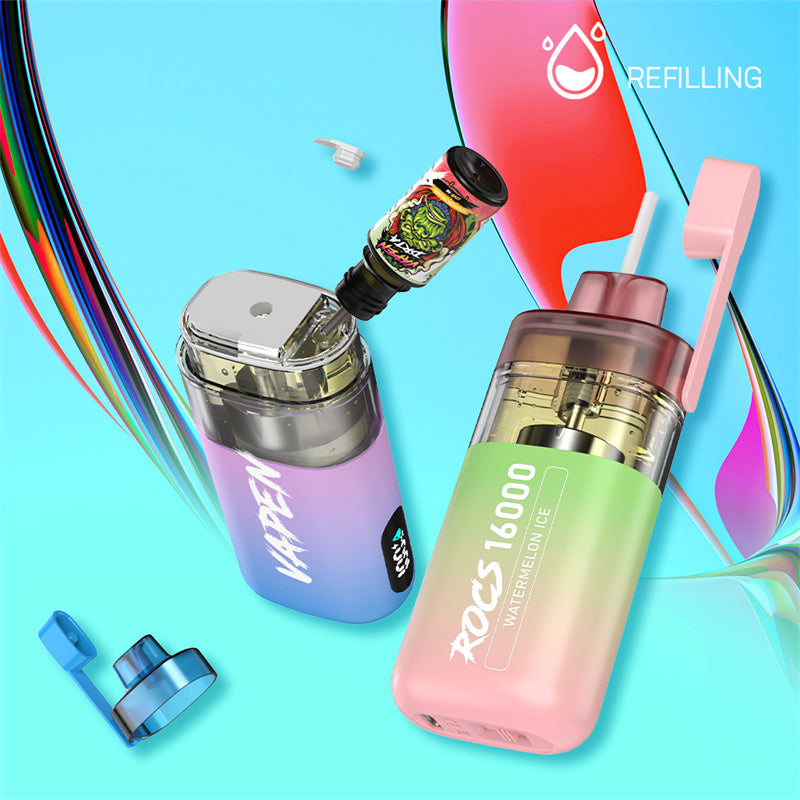 Vapen Rocs 16000 Puffs 25ml Refilled RGB Light Disposable Electronic Cigarette Vape Puff 16k Eu Warehouse