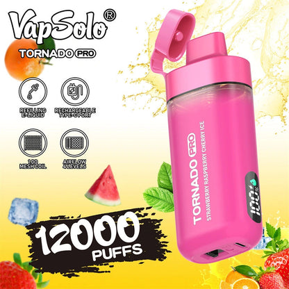 Vapsolo Tornado Pro 12000 Puffs - 20mL, 5% Nicotine, 10 Flavors