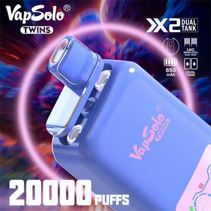 VapSolo Twins  Disposable Vape Pen E Cigarette Prefilled 20ml 650mAh Disposable Vape 15 Flavors