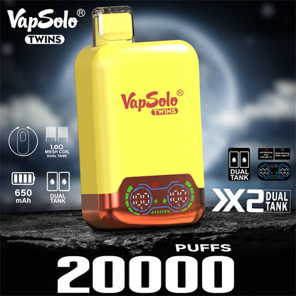 VapSolo Twins  Disposable Vape Pen E Cigarette Prefilled 20ml 650mAh Disposable Vape 15 Flavors