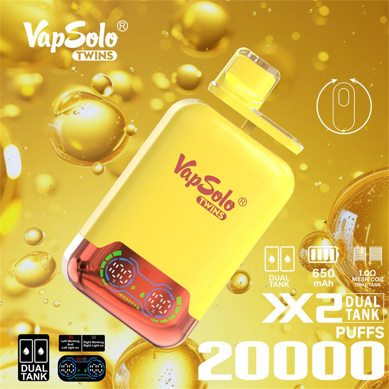 VapSolo Twins  Disposable Vape Pen E Cigarette Prefilled 20ml 650mAh Disposable Vape 15 Flavors
