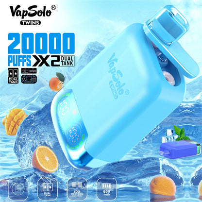 Wholesale VapSolo Twins 20000 20k Puffs Dual Flavor Rechargeable Disposable Vapes Pen EU Warehouse