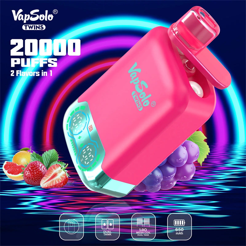 VapSolo Twins  Disposable Vape Pen E Cigarette Prefilled 20ml 650mAh Disposable Vape 15 Flavors