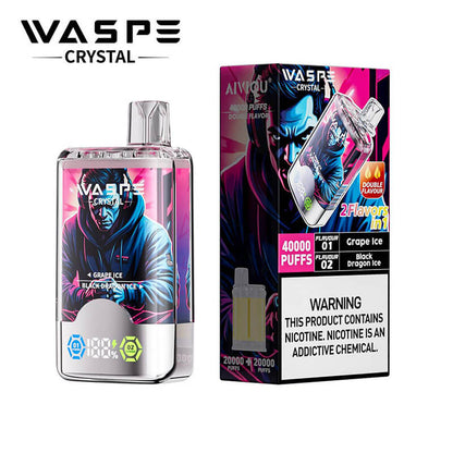 WASPE Crystal 40000 Puffs Vape - 32ml E-liquid, 0%-5% Nicotine, 12 Dual Flavors