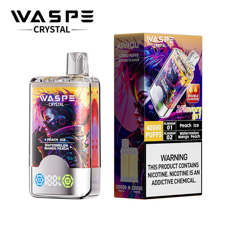 WASPE Crystal 40000 Dual Flavors Disposable Vape 32ml  850mAh 12 Flavors