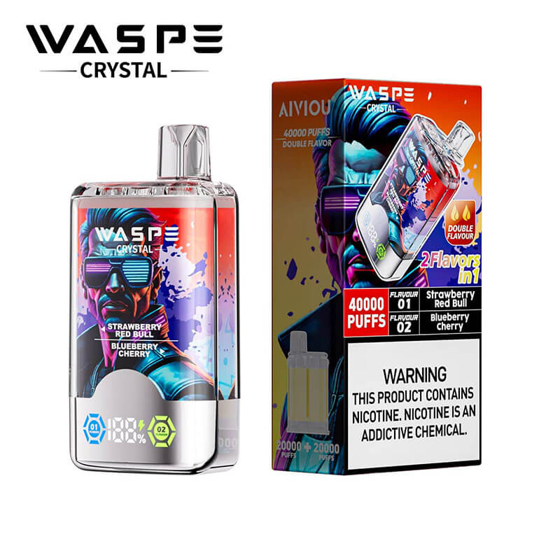 WASPE Crystal 40000 Puffs Vape - 32ml E-liquid, 0%-5% Nicotine, 12 Dual Flavors