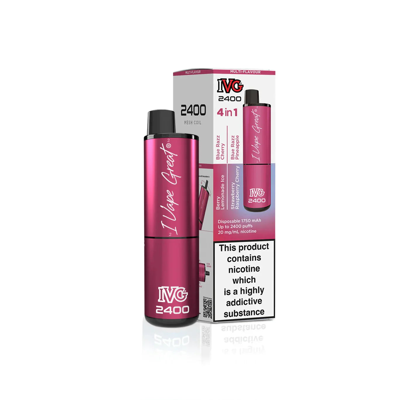 IVG 2400  MULTI FLAVOUR EDITION Disposable Vape lodging 4 x 2ml units 20 mg TPD