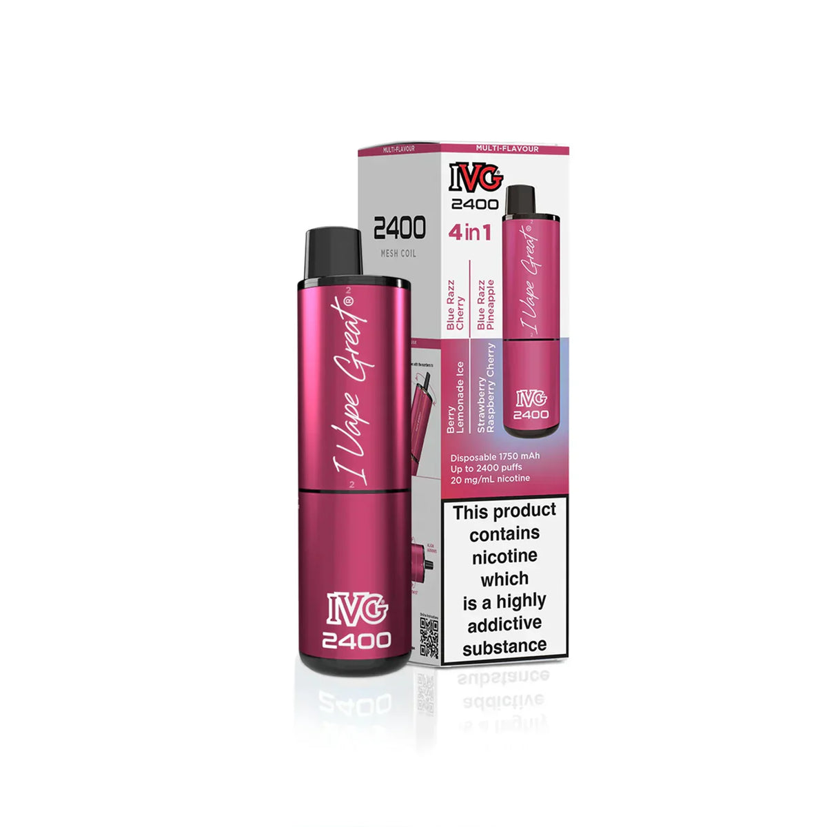 IVG 2400  MULTI FLAVOUR EDITION Disposable Vape lodging 4 x 2ml units 20 mg TPD