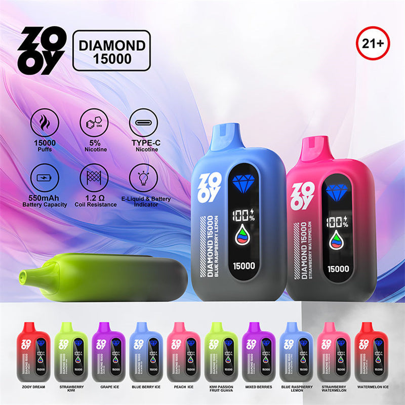 Zooy Diamond 15k Puff 15000 Puff Tornado Vaper Disposable Vapes Electronic Cigarette 15k