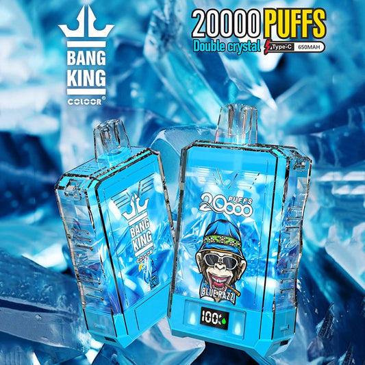 2024 Hot Sale Bang King 20000 Puffs Crystal E Cigarettes Disposable Vape Pen Bang E-cigs-850mAh Battery, 36ml E-liquid, Multiple Nicotine 12 Flavors