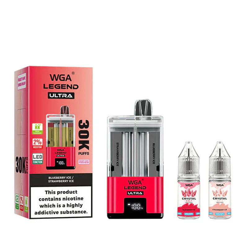 WGA Crystal Legend Ultra 30000 Puffs Disposable Vape-650mAh Battery, 22ml E-liquid, Multiple Nicotine 16 Flavors