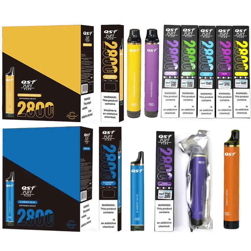 QST Puff Flex 2800 Puffs Vape Disposable Wholesale Electronic Cigarettes 0% 2% 3% 5% 8 ml Pod 850mah Battery Pen Minimum Order 100pcs