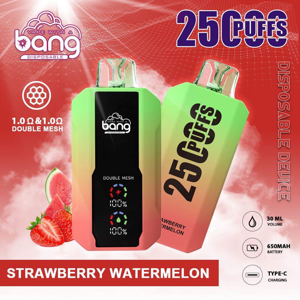 Bang 25000 Puffs Smart Full Screen Turn Ice Wholesale Disposable Vape E Cigarette Puff 25k  Prefilled Pod-850mAh Battery, 30ml E-liquid, Multiple Nicotine 16 Flavors