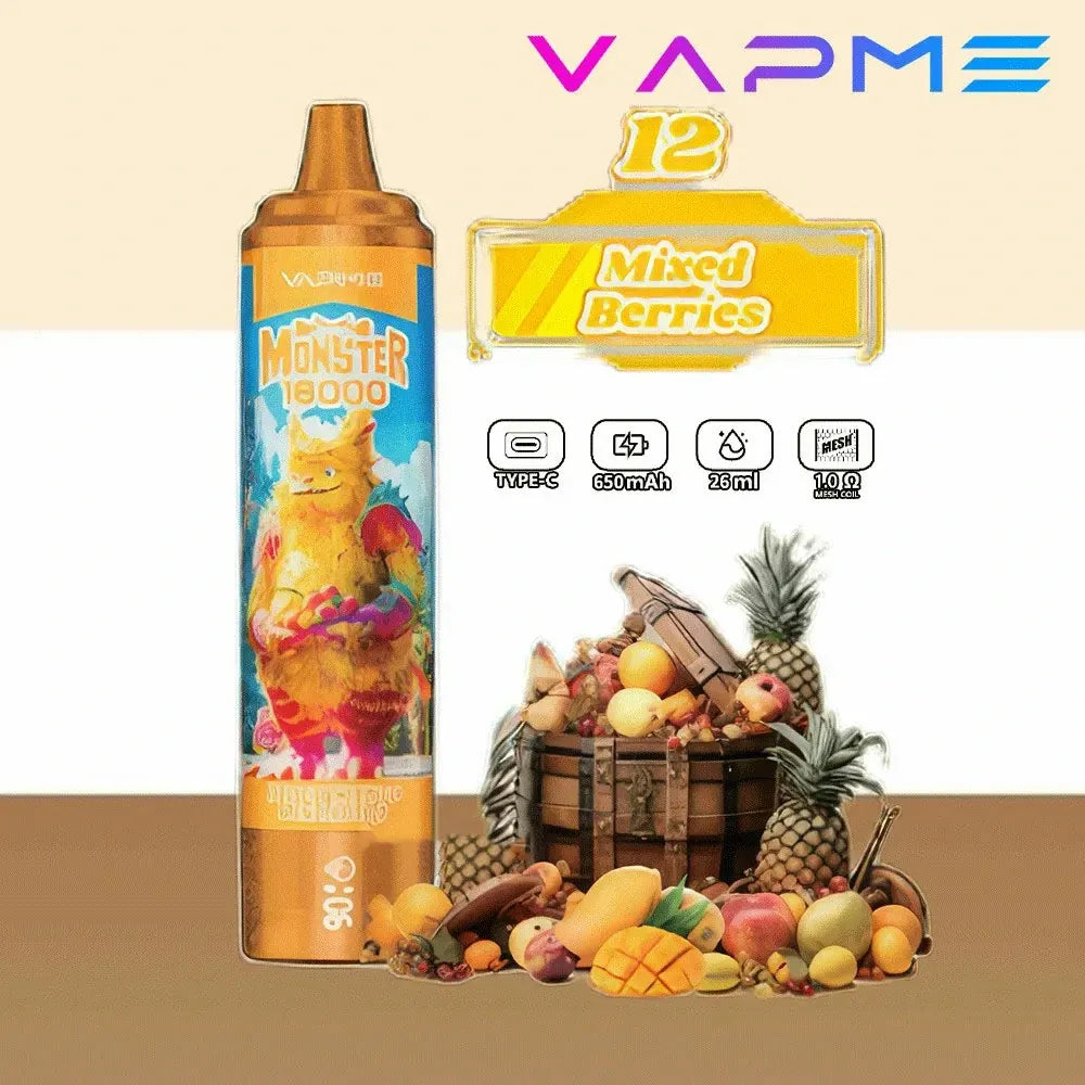 VAPME Monster 16000 Puffs 2% 5% Nicotine Bulk Buy Rechargeable Disposable Vapes Wholesale